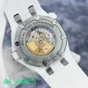 Grestest AP Wrist Watch Royal Oak Offshore Series 15707CB White Ceramic Material Blue Rotatable Inner Ring Date Dature Automatic Mechanical Mens Watch