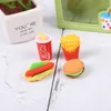 4PCS Kawaii Creative Food Cake Eraser Christmas Children Gift Ice Cream Hamburger Lollipop Detachable Rubber Eraser Stationery