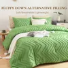 SydCommerce Green Boho Tufted Comforters Queen Size, 3 조각 침대 이불 세트, 모든 시즌 다운 대체 침구 세트