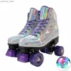 Inline Roller Skates Professional Quad Roller Skates Adult Brush Street 4-Wheel Double Row Schoenen Schoenen Buiten Sport Sliding Sneaker Skating Y240410