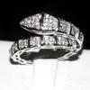 Brand Snake Ring Fashion 10kt White Gold Pave Forme Pave Full Diamond CZ Anneaux de mariage Bande de bijoux de mariée pour femmes Taille 5-10340D