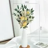 Flores decorativas buquê de casamento seco com vaso decoração de mesa cauda grama margarida rosa floral em casa acessórios para sala de estar