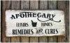 Apothecary Tonics Remedies and Cures Country Farmhouse vintage Wood Sign Rustic Wooden Signs Wood Block Plaque Wall Decor