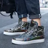 Casual schoenen originele merk zilveren heren gevulkaniseerde slangenleer ontwerper man heldere platte mannen hoge top sneaker zapatillas hombre