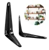 Pack Black Metal Floating Shelf Floating Bracket, Rustic Farmhouse Decorative L Brackets pour étagères, attelle de coin à montage mural