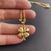 Collares colgantes collar de oro de 18 k de oro colgante de trébol de 24 km de oro para mujer joyas de boda regalo 240410