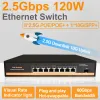 Commutateurs 2.5g 8 ports Poe / PoE + 120W interrupteur Ethernet commutateur LAN non géré 8 * 2,5g + 1 * 10g SFP + ventilateur de liaison montante pour le sans fil AP vdi