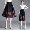 تنانير الصيف طباعة أزياء شيفون كبيرة الحجم مرنة الخصر A-LINE SKIRT WOLING OFFICE OFFICE LADY LIDE