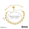 Bedelarmbanden flola in 6 mm vergulde kralenketen voor vrouwen gepolijste ronde bal verstelbare eenvoudige sieraden cadeau brta70