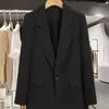 Ternos femininos elegantes blazers soltos em forma formal blazer botão único casaco reto de manga comprida