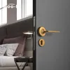 Goo-Ki Luxury Lock Porte silencieuse Poignée de porte de la chambre à coucher avec serrure de sécurité intérieure Poignée porte verrouillage du cylindre Sécurité Mute Bord