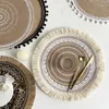 Yaratıcı Mandala Yuvarlak Placemat Boho Dokuma Makram Fringe Pubsels masa Mat Isı Dayanıklı Kupa Plaka Kara Mekanı Dekor