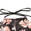 Frauen Badebekleidung Frauen Tankinis Set Blumendruck trägerloser Monokini Schwimmwäsche Beachbekleidung Zwei Stücke Rückenfreier Strandrock Boyshort Baden