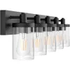 Aipsun Matte Black Bathroom Vanity Light Fixtures 5 Lights Industrial Lighting Fixtures Over Mirror with Clear Glass Shade - Modern Wall Sconce for Bathroom Lighting
