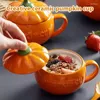 Кружки тыквенная кружка керамика Celadon Halloween Cup с ложкой и крышкой творческий жуткий дизайн