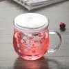 300 ml de tasse de tasse sakura tasse avec infuseur de thé filtre gasse de cerise de cerise fleuris