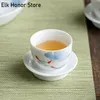 2PC/Set Hand-painted Fish Play Art Ceramic Sample Tea Cup White Porcelain Single Master Cup Household KungFu Teaware Accessorie