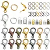 80Pcs/Set Alloy Lobster Clasp Jump Rings Leather Clip Tip Fold Crimp Connectors Clasps for DIY Bracelet Necklace Jewelry Making