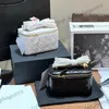 24c luxe dubbele gouden ballen ijdelheid doos schoudertassen met spiegel verstelbare ketting crossbody handtassen diamantrooster gewatteerde make -up cosmetische kast 18 cm