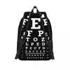 Bolsas de armazenamento Eye Snellen Chart Canvas Mochilas para meninos meninas Optometrist Exam School School Travel Bookbag encaixa no laptop de 15 polegadas