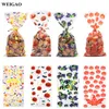 50pcs Clear Cellophane Packing Bag Halloween Party Decor Trick or Treat Bags Bat Witch Spider Printed Plastic Candy Gift Bags