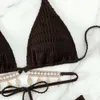 Sangle de maillot de bain à la chaîne de poitrine Swims de maillot de bain spécial à trois points de la plage de la plage Bikini féminine