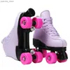 Inline Roller Skates Quad 4 Wheels Roller Skates Shoes Microfiber Leather PU Adult Men Women Unisex Skating Sliding Sport Flash wheel Training Shoes Y240410