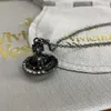 Designer Viviane Westwood Western Empress Dowager Medium Ufo Glass Beads Orb Stereoscopic Saturn Necklace Female Classic Planet Layered Necklace