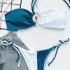 Dames badmode zwempak halterneck Stitching dames 2 stuks bloemenstraatstijl bikini's set klassieke dames badpakken hoge taille m m