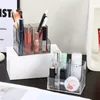 Förvaringslådor transparent akryl 3-5 rutnät Makeup Box Brush Bucket Organizer Student Desk Pen Holder smycken