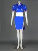 Cosplay de anime Cosplay Blue Chun-Li Costume Blue Cheongsam Chun-Li Fight feminino Fantas