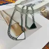 MENS Women moda luksus designerski łańcuch naszyjnik mody biżuteria czarna biała p trójkąt wisiorek srebrny hip hop punk 925