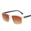 Lunettes de soleil Fashion Metal Femmes Designer Men de marque Vintage Eyewear Male Retro Square Sun Glasses UV400