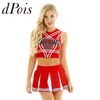 Femmes écoliers japonais cosplay uniforme fille sexy lingerie gleeing pom-pom girl costume set pom-pom girl halloween costume femme