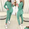 Damen zweiteilige Hosen Y2K INS Kleidung Langschläfe Kapuze -Sweatshirt Top Bodycon Set Herbst Frauen Tracksuit Sport Fitness Outfits Drop dhinv