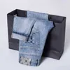 Men's Jeans designer Light luxury and high-quality seasonal thin washed men's jeans, versatile elastic slim fit small straight leg pants QWEX PJ06