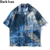 Dark Icon Blue Tie Dye Bandana Hawaiian Shirts Men Summer Vintage Street Oversized Men's Shirt Man Blouse