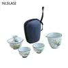 NLSLASI Chinese keramiekthee -theeset draagbare theepot set auto outdoor reis drinkware huishouden huishouden porseleinen theeware op maat gemaakte geschenken