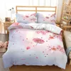 Spring Flowers Pink Sakura Pattern Duvet Cover Cherry Blossoms King Queen Size Polyester Quilt Cover Girls Women Bedroom Decor