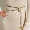 ベルト女性用高品質のメタルウエストチェーンラウンドフラワーペンダントストラップロープ女性ファインウエストバンドドレス装飾