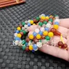 Strand Jade красочные агат-круглые бусинки 108 Multi-Circle Bracelet