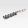 Wooden Handle Barbecue Cage Camping Picnic Barbecue Tools Outdoor Meat Vegetable Net Rack Kabob Grilling Baskets HW0231