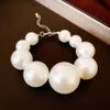 French Exaggerated Size Pearl Necklace Set with Baroque Design, Neckchain Light Temperament Jewelry