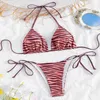 Nuovo pizzo a strisce su bikini femminile sexy cinguetta tre punti piccante costume da bagno hdg6