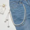 Pearl Butterfly zijketen op jeansbroek handtas voor E Girl Boy Layered Body Chain Trousers Street Clothing Accessories