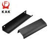 KAK Black Silver Hidden Cabinet Handles Zinc Alloy Kitchen Cupboard Pulls Drawer Knobs Bedroom Door Furniture Handle Hardware