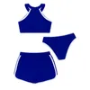 3 pezzi brasiliani costumi da bagno da bagno per bambini giubbotto per bambini con slitti e pantaloncini set da bagno in costume da bagno legato a contrasto