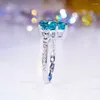 Klusterringar Qinhuan Luxury Blue Spinel Ring High Carbon Diamond S925 Sterling Silver med Platinum PLATERAD FÖR KVINNA FINE SMEYCHE PARTY