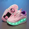 Skates à rouleaux en ligne pour enfants flash roller chaussures de skate décontractées sneaker sportif garçons filles 2 roues USB LED Light Charges Footwear Children Toys Boots Gift Boots Y240410