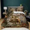 Animal Duvet Cover Set 2/3Pcs Deer Autumn Forest Leaves Bedding Set Wild Animals for Teens Queen King Size Polyester Quilt Cover